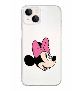 Apple iPhone 13 Uyumlu Kapak Minnie Mouse Tasarımlı Şeffaf Silikon Kılıf
