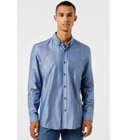 Lacoste Men's Slim Fit Blue Shirt Slim Fit Pamuklu Erkek Gömlek Mavi