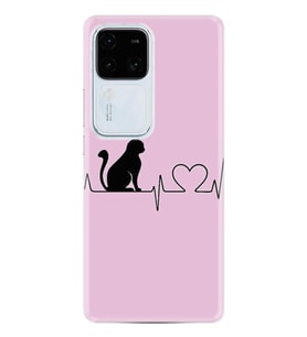 Vivo V30 Kılıf Desenli Silikon Pink Cat Heart 1303