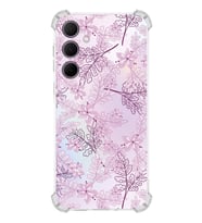 PrintiFy Samsung A35 Uyumlu Köşe Korumalı Floral Pudra Tasarımlı Şeffaf Silikon Kılıf