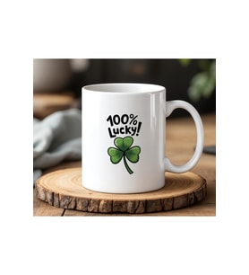 Lucky Tasarımlı Beyaz Seramik Baskılı Kupa Bardak 330ml