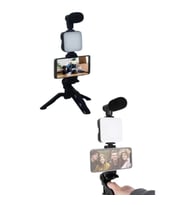 Mey İthalat® Video Making Kit Telefon Tutucu Vlog Video Mini Led Işıklı