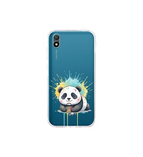 Huawei Y5 2019 ile Uyumlu Splash Panda Tasarımlı Şeffaf Silikon Kılıf
