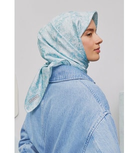 Armine Sura İpek Eşarp 9311 - 85 Turkuaz Karışık Desen