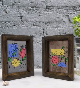 Bk Gift Dekoratif 2'li Doğal Masif Ahşap Çerçeve 15x20cm-58 (Beyaz)
