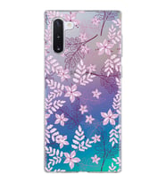 Samsung Galaxy Note 10 Kapak Floral Pudra Tasarımlı Şeffaf Silikon Kılıf