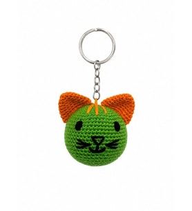 Maskot Yeşil Kafa Miniş Pisi Amigurumi Organik Anahtarlık Oyuncak