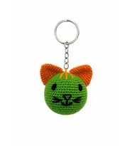 Maskot Yeşil Kafa Miniş Pisi Amigurumi Organik Anahtarlık Oyuncak