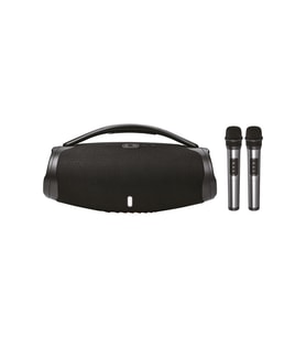 60W Ultra Stereo Taşınabilir Premium Hoparlör Çift Mikrofonlu Karaoke Seti 3000mAh Şarjlı (Siyah)