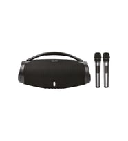 60W Ultra Stereo Taşınabilir Premium Hoparlör Çift Mikrofonlu Karaoke Seti 3000mAh Şarjlı (Siyah)