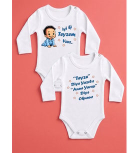 NSR Tasarım Hediye Teyze Seri Baskılı Yazılı Erkek Bebek Body Zıbın Çoklu Seriler