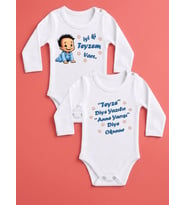 NSR Tasarım Hediye Teyze Seri Baskılı Yazılı Erkek Bebek Body Zıbın Çoklu Seriler
