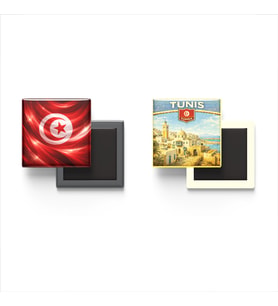 Buzdolap Magnetleri - Tunus Bayrağı ve Tunus Retro Tema - 2'li Set Magneti
