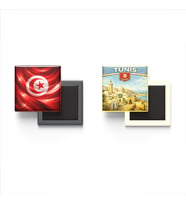 Buzdolap Magnetleri - Tunus Bayrağı ve Tunus Retro Tema - 2'li Set Magneti