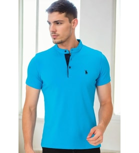 T9560 DEWBERRY T-SHIRT-TURKUAZ