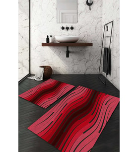 Dijital Baskılı Kaymaz Taban Yıkanabilir 2'li Klozet Takımı Banyo Paspası NDKZ-HT-851 (Kırmızı)