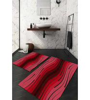 Dijital Baskılı Kaymaz Taban Yıkanabilir 2'li Klozet Takımı Banyo Paspası NDKZ-HT-851 (Kırmızı)