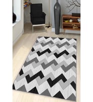 Gri Zigzag Kaymaz Tabanlı Makinede Yıkanabilir Halı KN09 - 100 x 160 cm