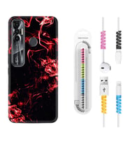Tecno Spark 6 6 Go 8C 8 Pro 7 7 Pro Kılıf Kablo Koruma Spiral Silikon Red Smoke 1745