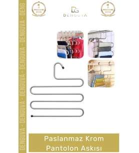 #PantolonAskısı Dayanıklı Elbise Dolabı Düzenleyici Kaymaz Kavramalı Paslanmaz Krom Pantolon Askısı