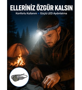 LED Kafa Feneri Ayarlanabilir Baş Bantlı Güçlü Aydınlatma Lambası
