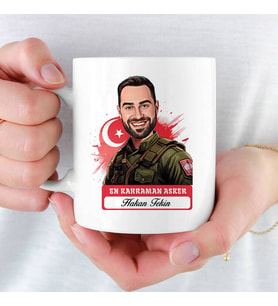 En Kahraman Askere hediye Karikatürlü Kupa Bardak
