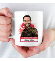 En Kahraman Askere hediye Karikatürlü Kupa Bardak