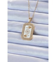 316L Çelik Zincir Altın Renk Mineli Zirkon Taşlı Göz Figür Tarot Kolye 5886