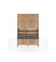 Arges Dolap 8 Raflı 2 Çekmeceli 6 Kapaklı 132x30x195 Çam-Çam/Antrasit