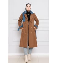 Kot Detaylı Trençkot-Taba