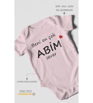 Beni En Çok Abim Sever Baskılı Bebek Zıbını – Çıtçıtlı Body  %100 Pamuk Kısa Kol (Bebek Pembesi)