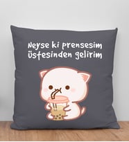 BK Gift Neyse Ki Prensesim Tasarımlı Antrasit Kırlent Yastık, Arkadaşa Hediye, Ev Dekorasyonu, Ev Hediyesi-1