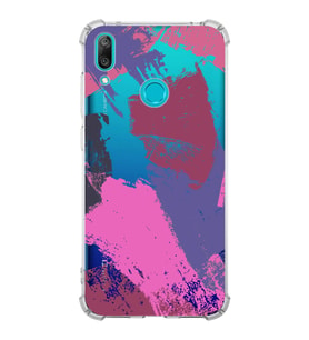 Huawei Y7 2019 Uyumlu Köşe Korumalı Antişok Kapak Brushstroke Tasarımlı Şeffaf Silikon Kılıf