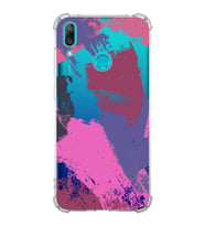 Huawei Y7 2019 Uyumlu Köşe Korumalı Antişok Kapak Brushstroke Tasarımlı Şeffaf Silikon Kılıf