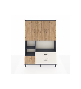 Arges Dolap 7 Raflı 2 Çekmeceli 5 Kapaklı 132x30x195 Antrasit-Çam/Aytaşı