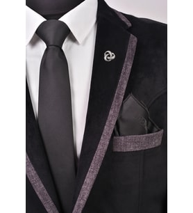 Esgue Kravat & Mendil & Broş Kutulu Hediye Seti Füme