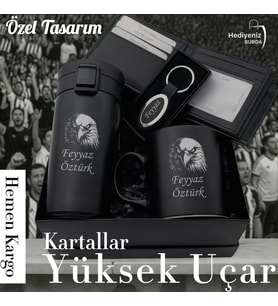 Hemen Kargo Lüks Hediye Seti, Çelik Termos Bardak, Seramik Kupa, Hakiki Deri Cüzdan, Anahtarlık Kişiye Özel Hediye Seti, Sevgiliye, Eşe, Babaya, Arkadaşa, İsme Özel Hediye Aksesuar Seti