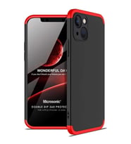 Microsonic Apple iPhone 13 Mini Kılıf Double Dip 360 Protective Siyah Kırmızı