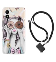 TCL 303 Kılıf Resimli Boyun Askılı İpli Desenli Silikon Donut Girl 1408