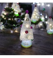 VIP DELUXE BEYAZ KARLI YILBAŞI AĞACI SÜSLÜ RENKLİ CİCİ TOPLU IŞIKLI NOEL AĞACI 24 CM GÜN IŞIĞI LEDLİ