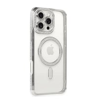 Apple İphone 16 Pro Kılıf Joke Simli Magneticsafe Kılıf - Gümüş