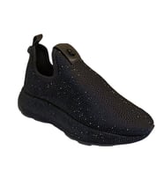 White Line Prens 156 Kadın Taşlı Strech Sneaker Ayakkabı (Siyah)