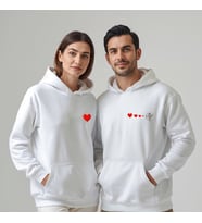 Sevgililer Günü Özel Kombin, 2 Ürün Kapüşonlu Hoodie Sweatshirt (Beyaz)