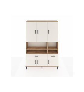 Arges Gardrop 8 Raflı 2 Çekmeceli 6 Kapaklı 132x30x195 Çam-Aytaşı