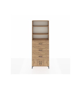 Arges Dolap 3 Raflı 3 Çekmeceli 2 Kapaklı 88x30x243 Çam-Çam