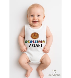 Dedesinin Aslanı Yazılı Kolsuz Bebek Body – Pamuklu Erkek Bebek Zıbını Yazlık Bebek Tulum Body (Beyaz)