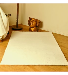 Rex Tavşanı Kısa Tüylü Post Peluş Halı Beyaz