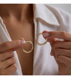 14K Altın Halka Küpe 3 mm 2.8 cm