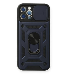 Mey İthalat® iPhone 12 Pro Kılıf Pars Lens Yüzüklü Silikon - Lacivert