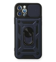 Mey İthalat® iPhone 12 Pro Kılıf Pars Lens Yüzüklü Silikon - Lacivert